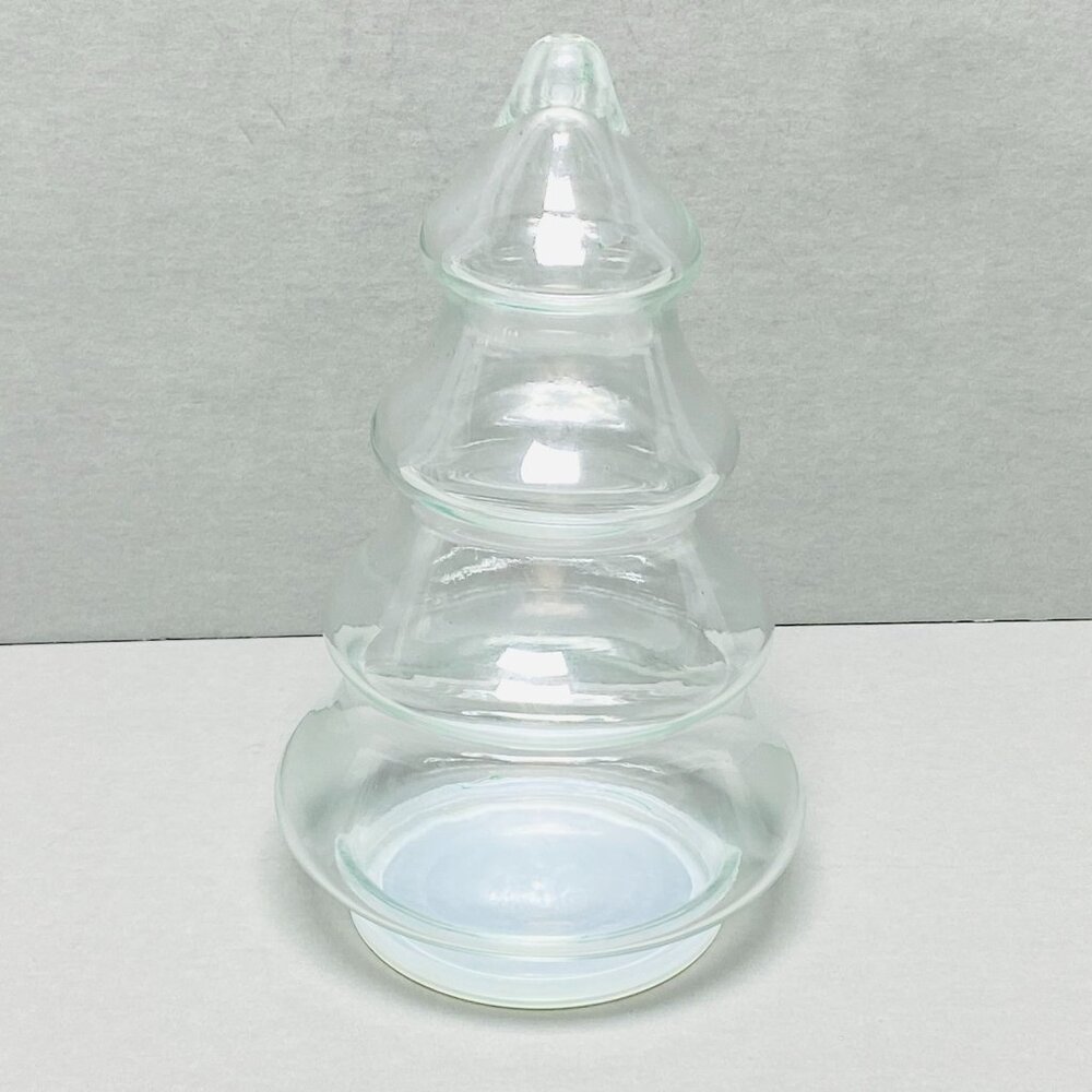 Glass Christmas Tree-Shaped Jar With Lid Clear Decorative Treats Jar or Display